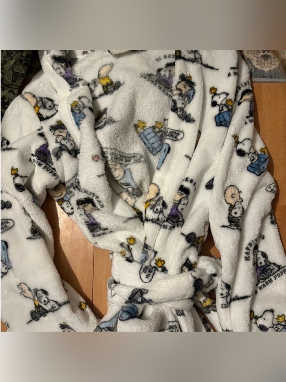 Peanuts Women's White Plush One-Piece Robe with Character Print